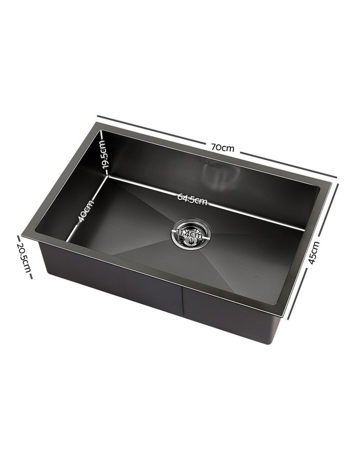 Kitchen Sink Stainless Steel 70X45CM Basin Single Bowl Laundry in Black image 2