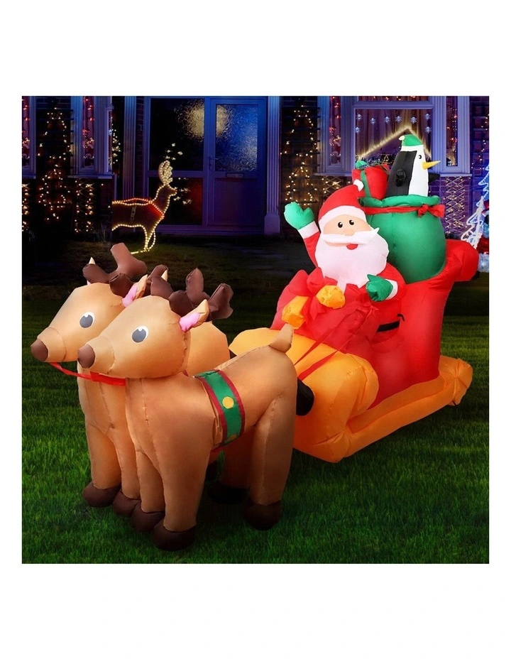 Christmas Inflatable Santa Sleigh 2.2M Illuminated Decorations image 1