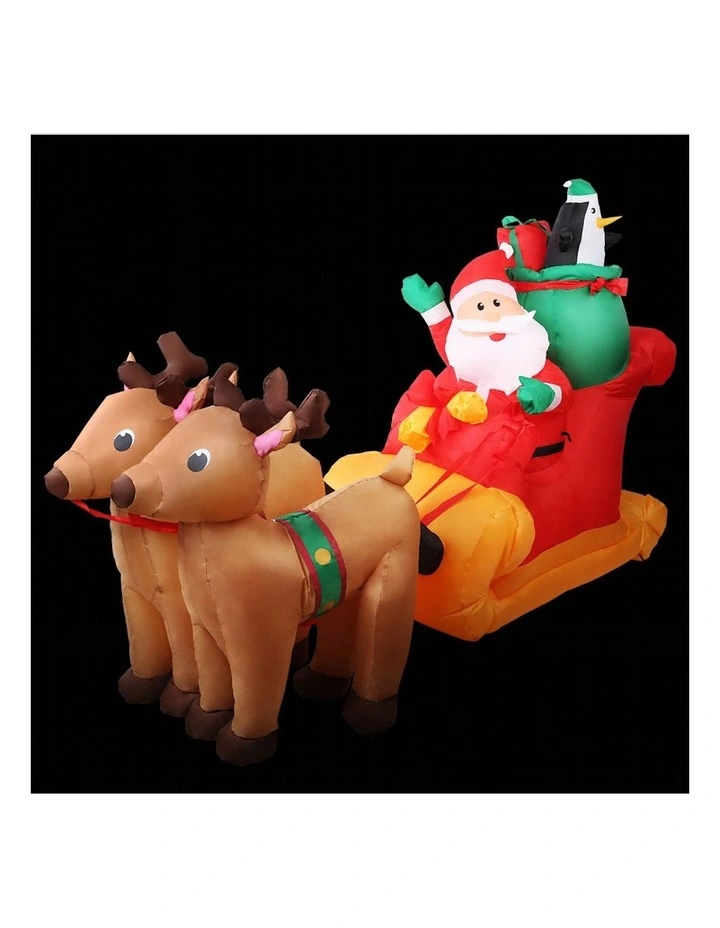 Christmas Inflatable Santa Sleigh 2.2M Illuminated Decorations image 2