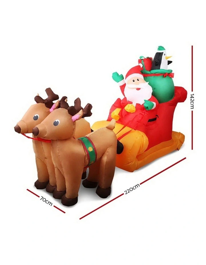 Christmas Inflatable Santa Sleigh 2.2M Illuminated Decorations image 3