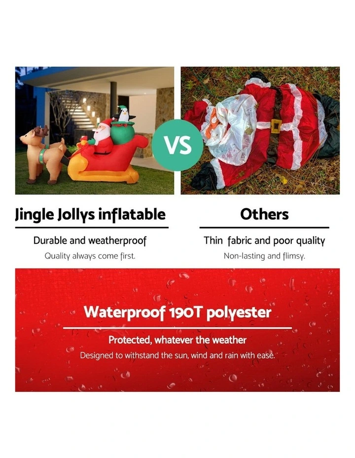 Christmas Inflatable Santa Sleigh 2.2M Illuminated Decorations image 4