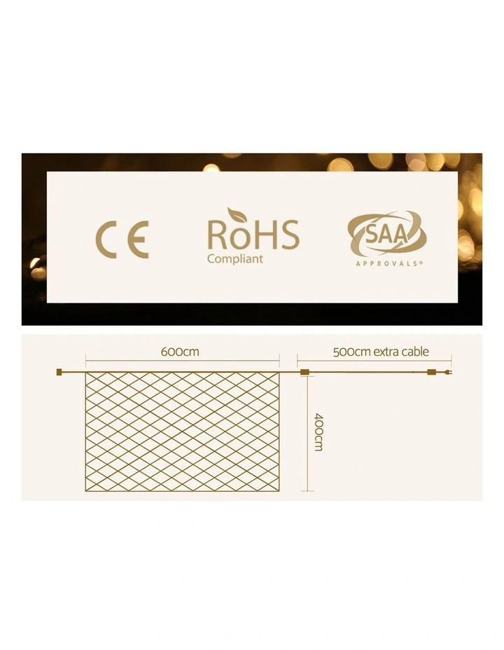 1000 LED Christmas Lights4mx6m Net String Light in Warm White image 3