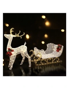 215 LED Christmas Lights Reindeer Sleigh Decorations