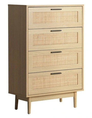 4 Chest of Drawers Rattan Tallboy Pine in Wood