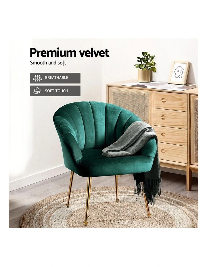 Eloise Velvet Armchair in Green image 5