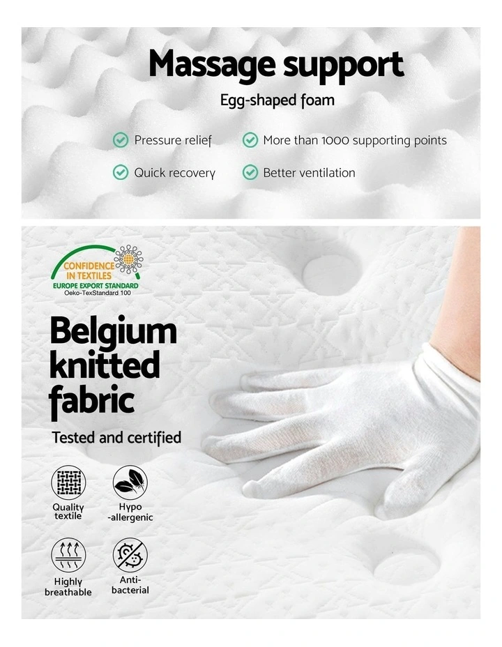 Euro Top Pocket Spring Firm Foam Queen Mattress Bed in White image 5