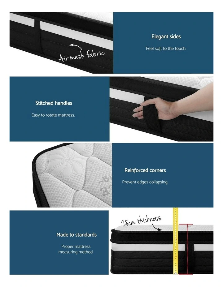 King single Extra Firm Mattress 28cm in White image 4