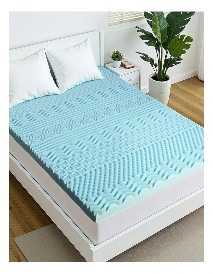 Single 11-Zone Memory Foam Mattress Topper 8cm in Blue image 1