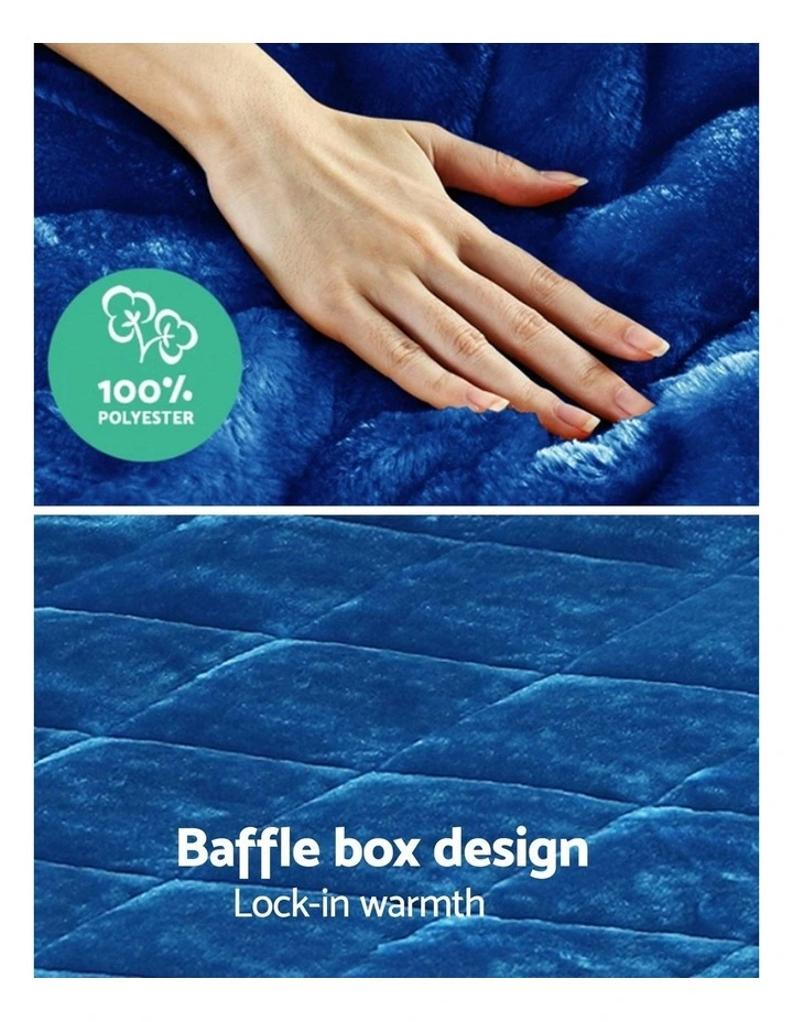 Bedding Faux Mink Quilt Blue Super King image 2