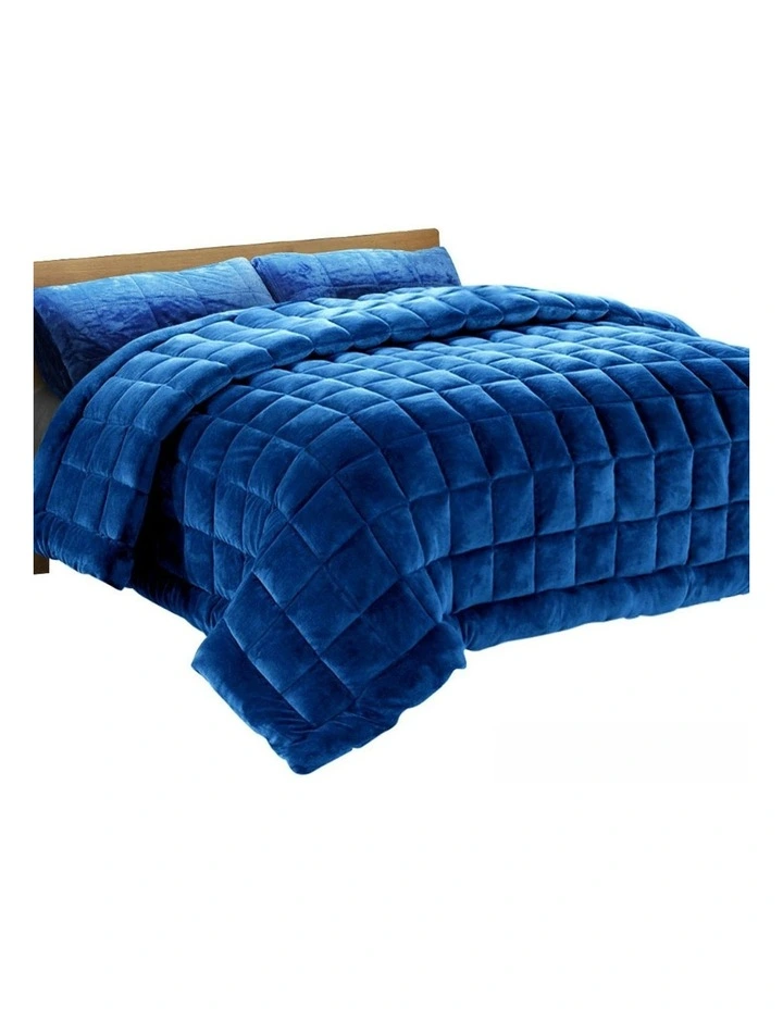 Bedding Faux Mink Quilt Blue Super King image 5