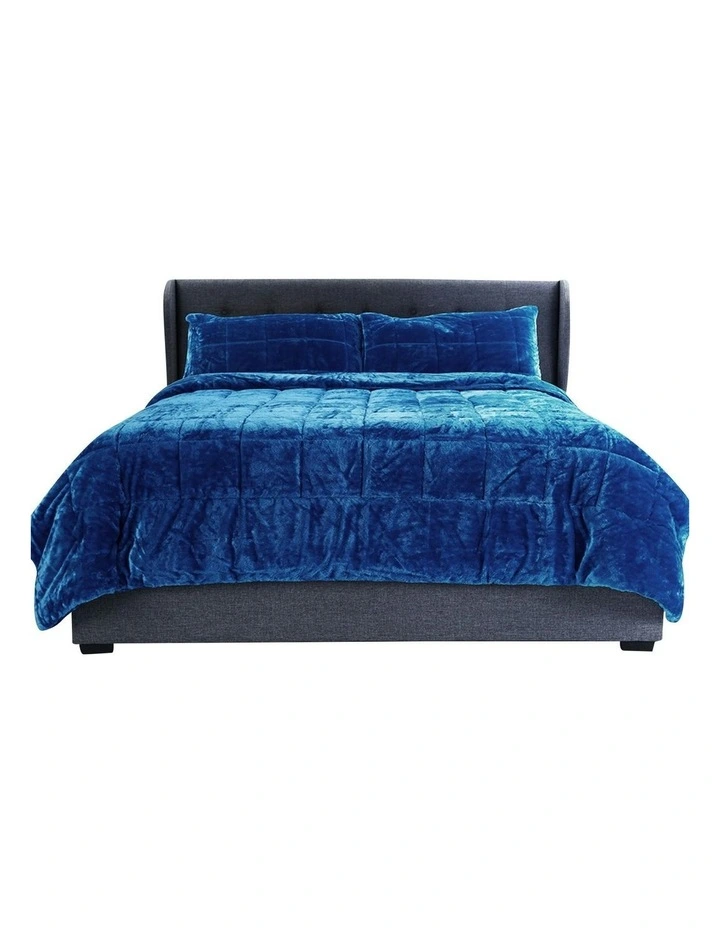 Bedding Faux Mink Quilt Blue Super King image 6