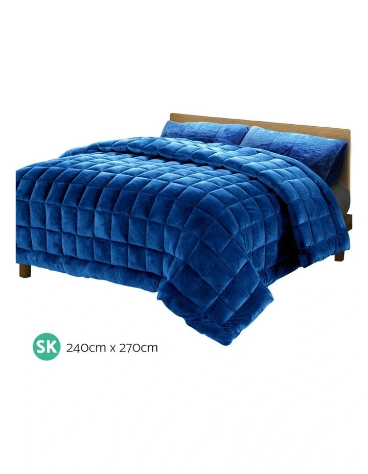 Bedding Faux Mink Quilt Blue Super King image 7