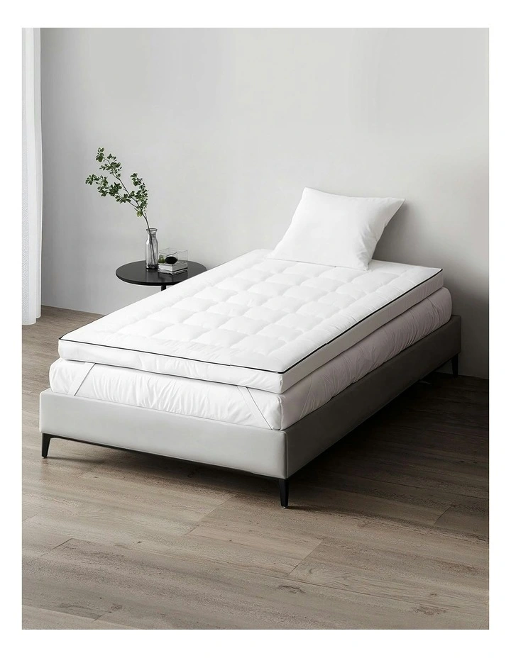 King Single Pillow Top Mattress Topper in White image 1