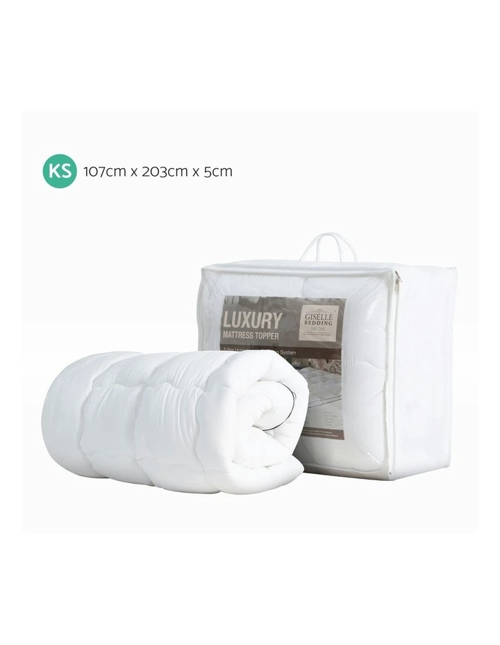 King Single Pillow Top Mattress Topper in White image 7