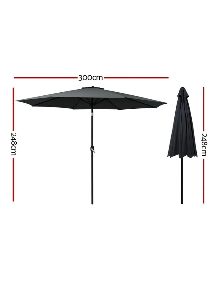 Outdoor 3m Umbrella in Black image 2