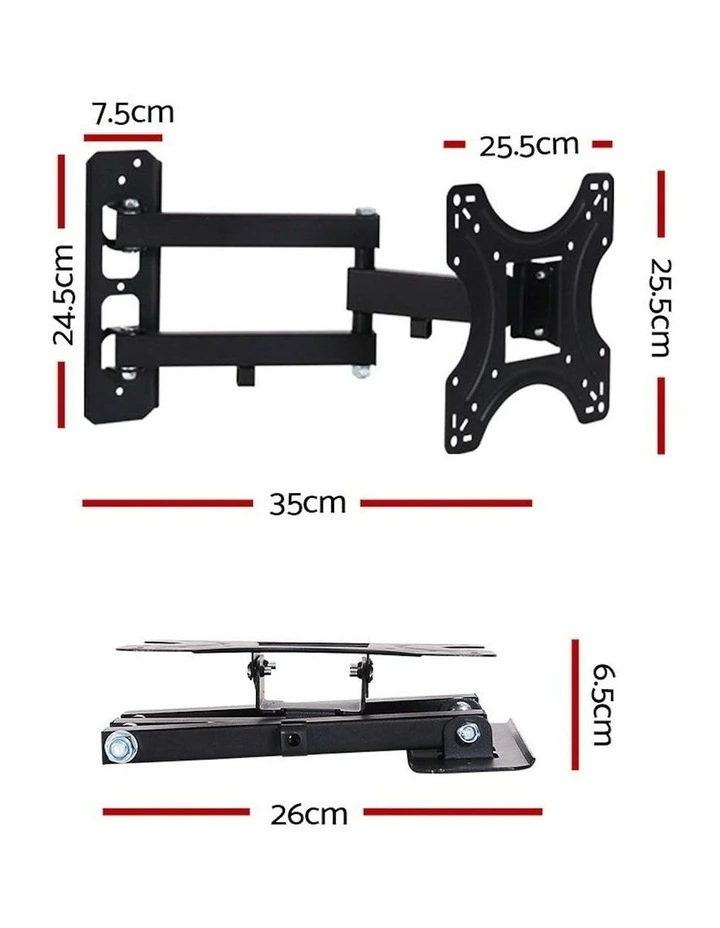 TV Wall Mount Bracket Tilt Swivel Full Motion 32 37 42inch in Black image 3