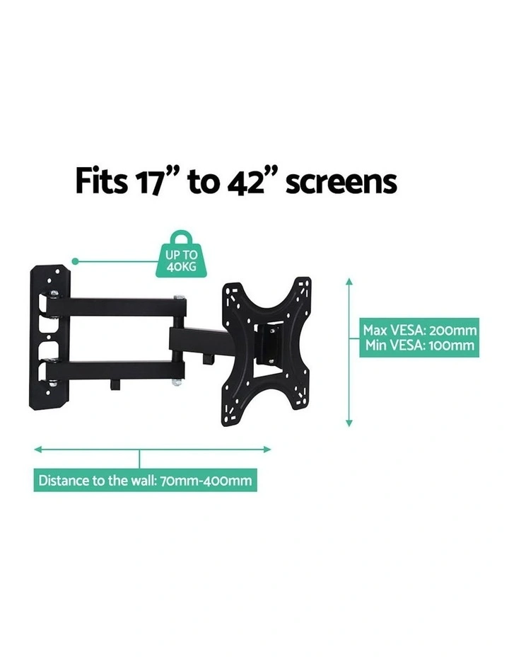 TV Wall Mount Bracket Tilt Swivel Full Motion 32 37 42inch in Black image 7