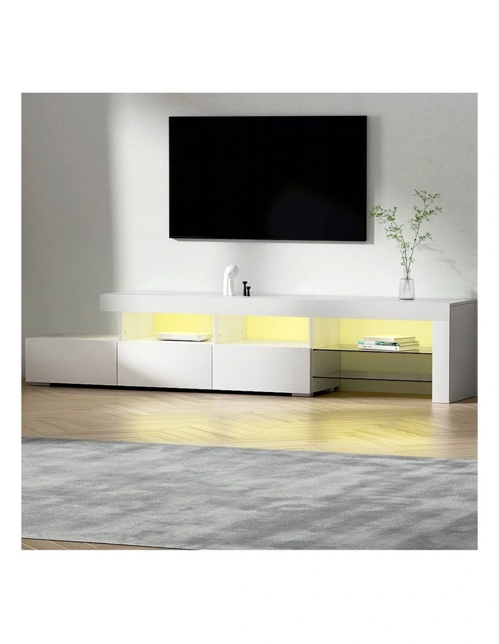 Artiss Entertainment Unit TV RGB LED 215cm in White MYER