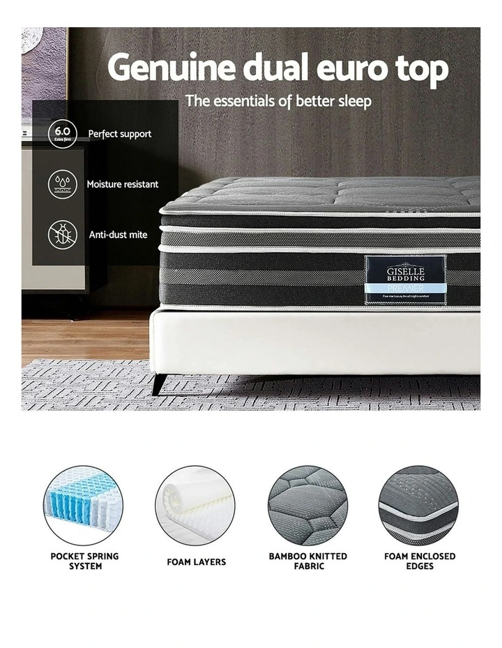 Kristie Series Dual Euro Top Queen Mattress 35cm in Grey image 5