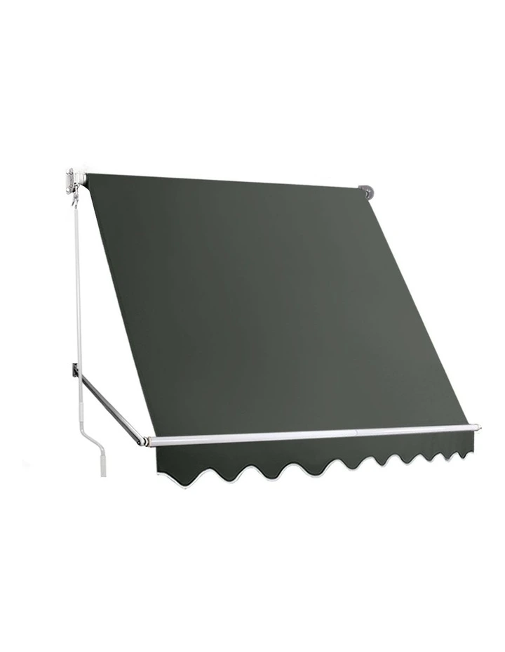 Instahut 2.4x2.1m Window Fixed Pivot Arm Awning in Grey image 1