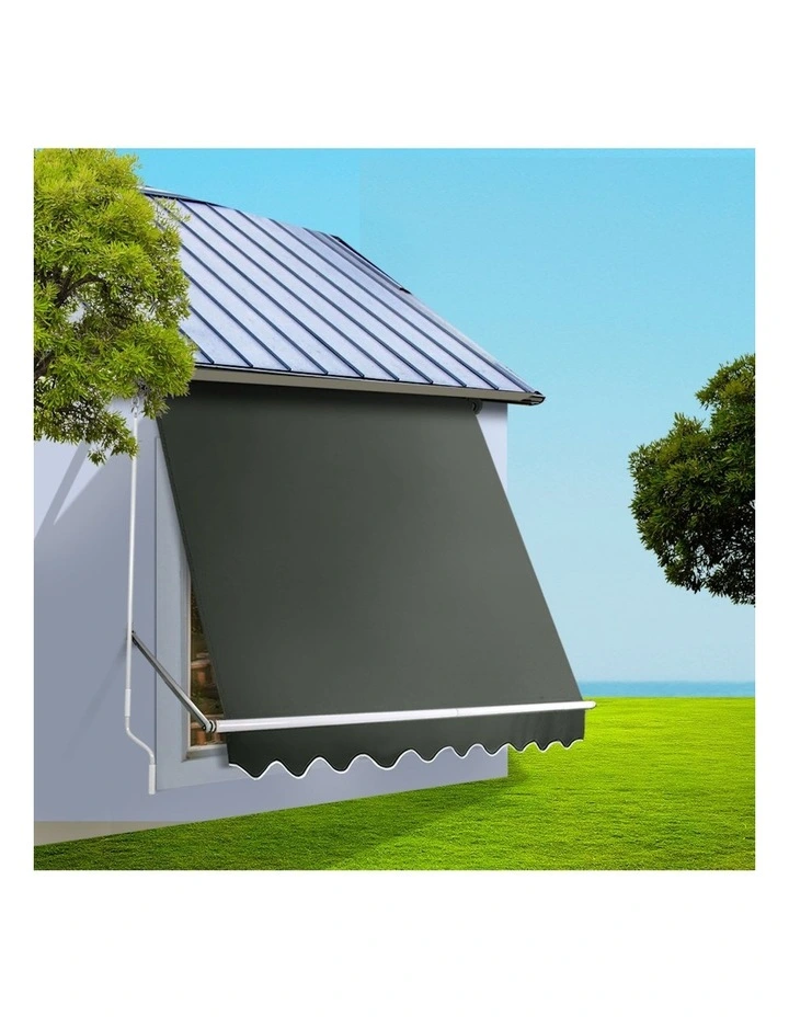 Instahut 2.4x2.1m Window Fixed Pivot Arm Awning in Grey image 3