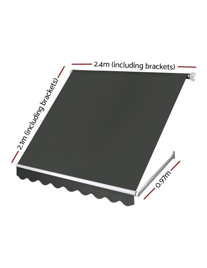Instahut 2.4x2.1m Window Fixed Pivot Arm Awning in Grey image 4