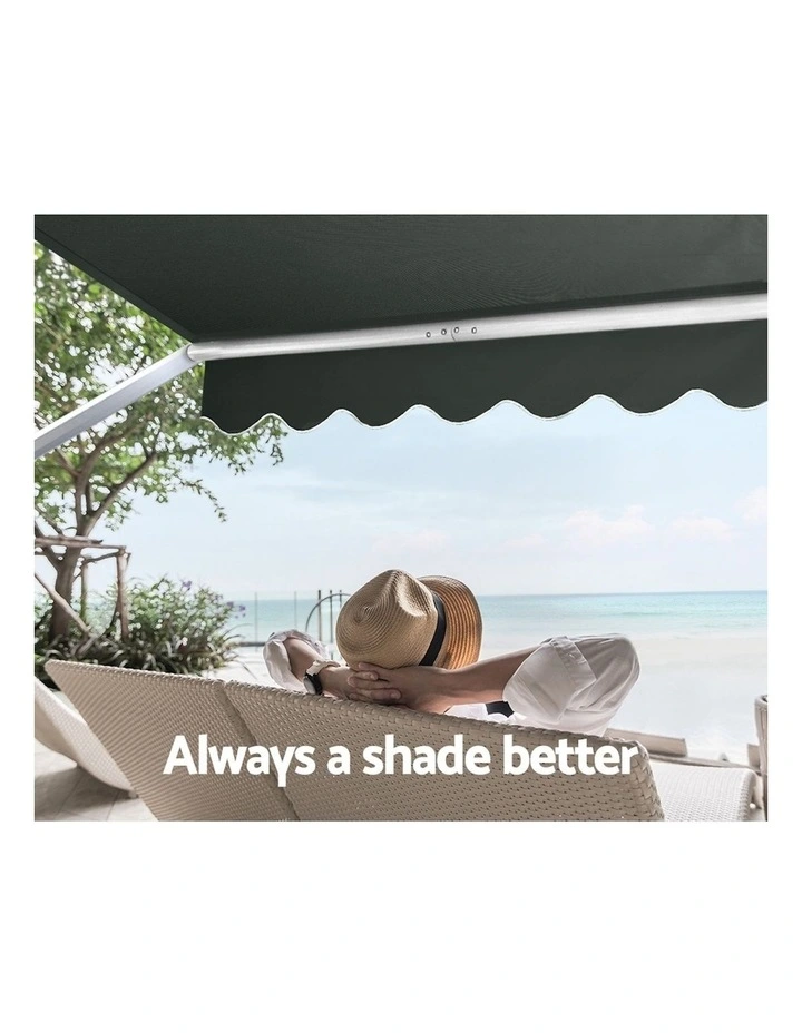 Instahut 2.4x2.1m Window Fixed Pivot Arm Awning in Grey image 5
