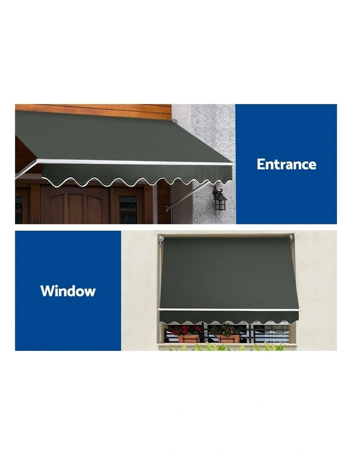 Instahut 2.4x2.1m Window Fixed Pivot Arm Awning in Grey image 6
