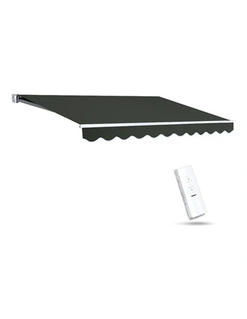 Folding Arm Awning Motorised Outdoor Sunshade 3x2.5m in Black
