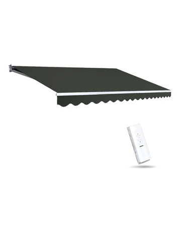 Folding Arm Awning Motorised Outdoor Sunshade 5x3m in Black