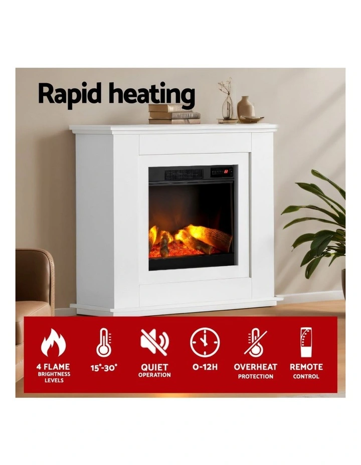 Electric Fireplace Fire Heater 2000W in White image 5