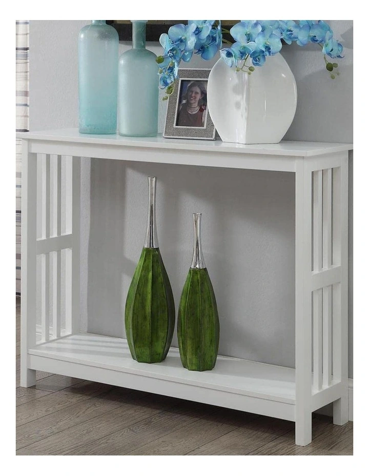 Mission 2 Tier Console Table in White image 2