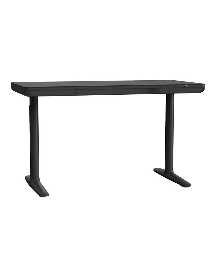 Luna 1.4m Duo Motor Sit And Stand Desk With Drawer in Black image 1