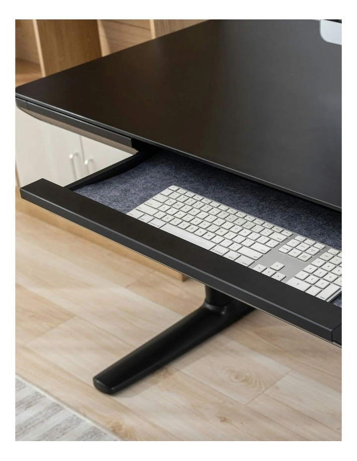 Luna 1.4m Duo Motor Sit And Stand Desk With Drawer in Black image 6