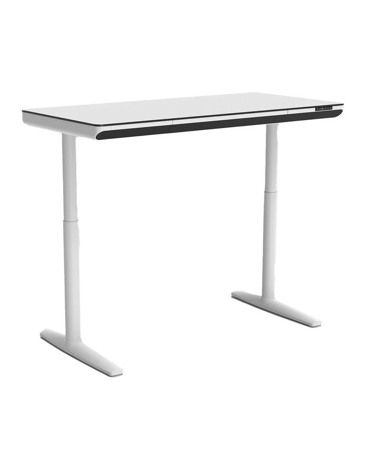 Luna 1.4m Duo Motor Sit and Stand Desk With Drawer In White image 3