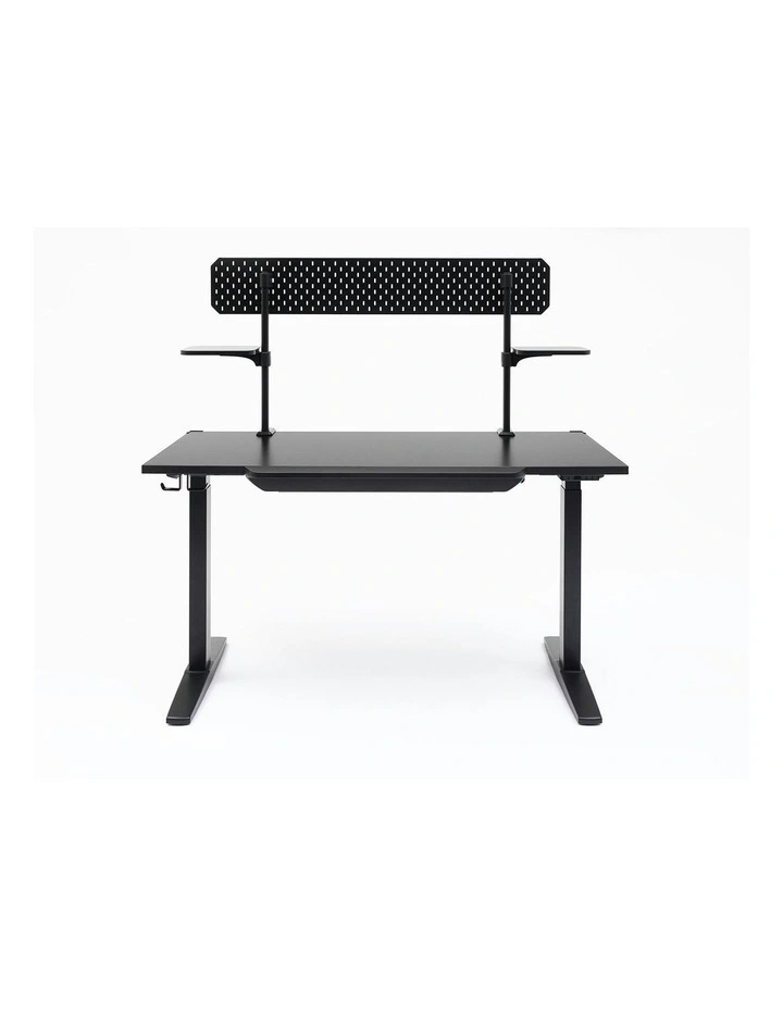 Unity 1.4m RGB Light Adjustable Pegboard Hutch And Drawer in Black image 1