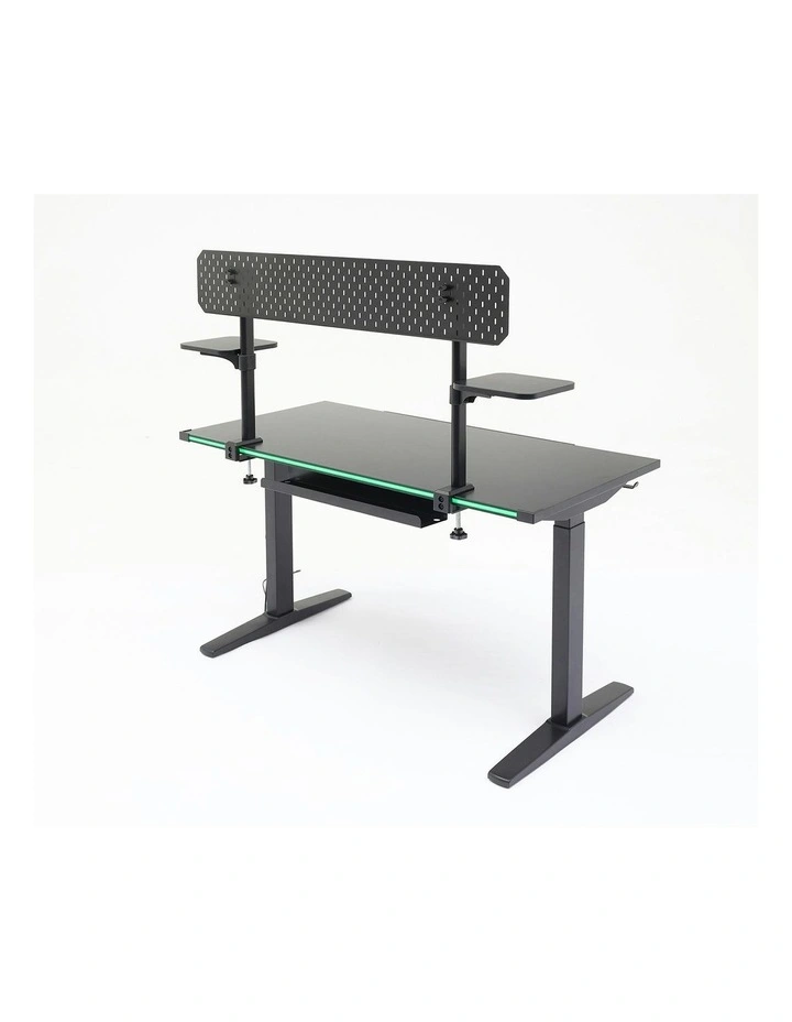 Unity 1.4m RGB Light Adjustable Pegboard Hutch And Drawer in Black image 3