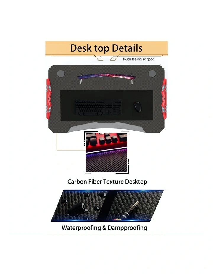 RBB Ergonomic Gaming Desk In Red image 2