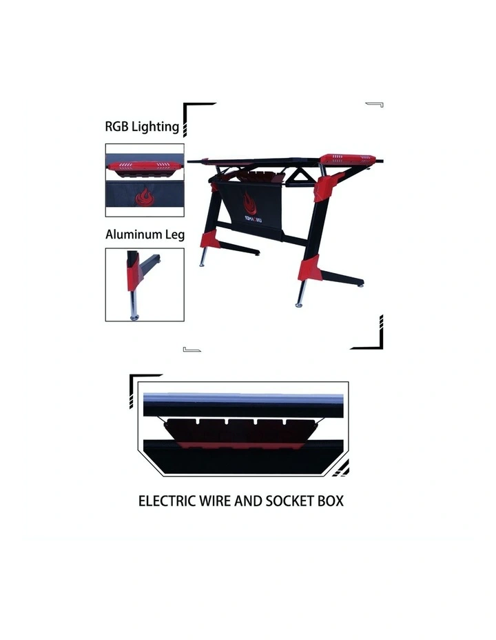 RBB Ergonomic Gaming Desk In Red image 3