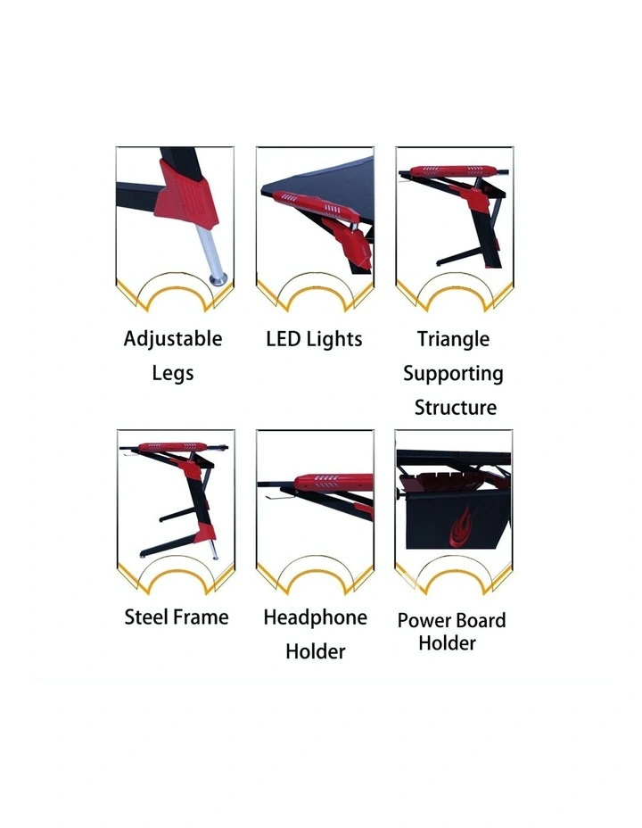 RBB Ergonomic Gaming Desk In Red image 4