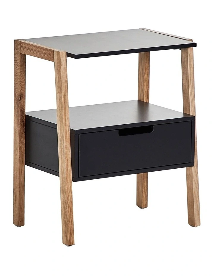 Solid Oak Legno Bedside Table in Black image 1