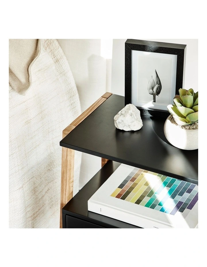 Solid Oak Legno Bedside Table in Black image 4