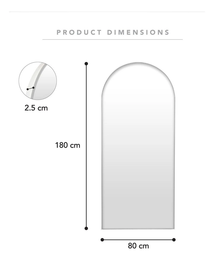 Cindy XL Arch Mirror 180cm in White image 3