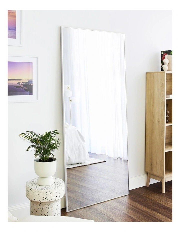 Elle XL Rectangle Mirror 180cm in White image 2