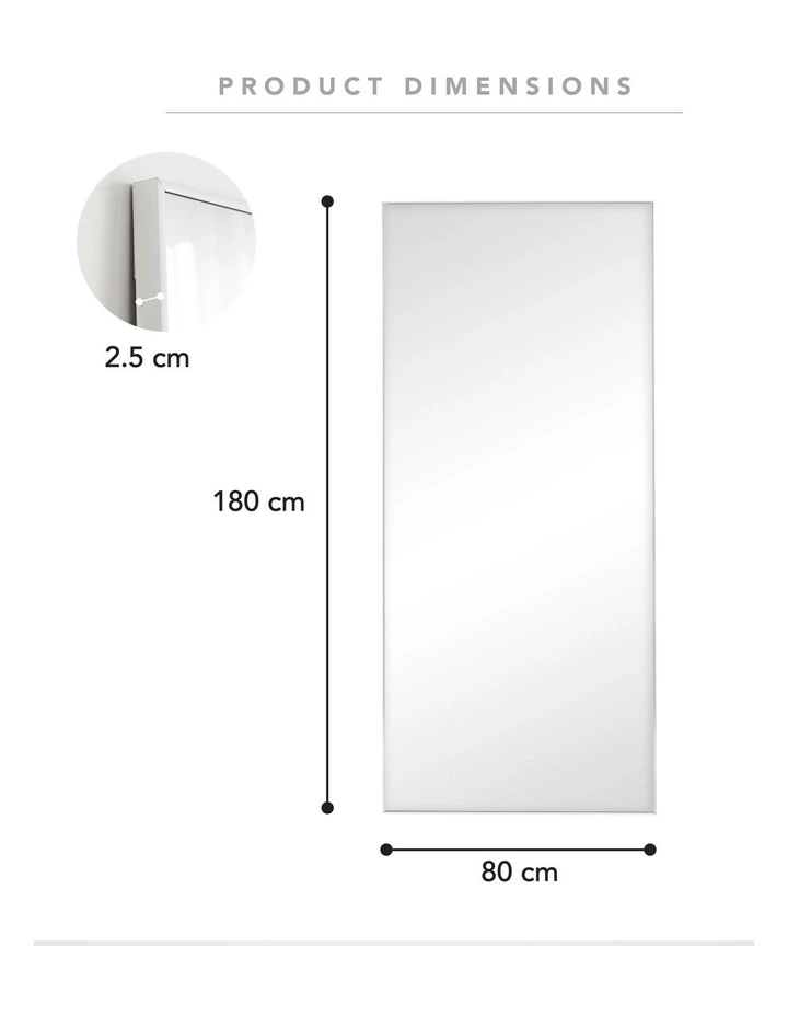 Elle XL Rectangle Mirror 180cm in White image 3