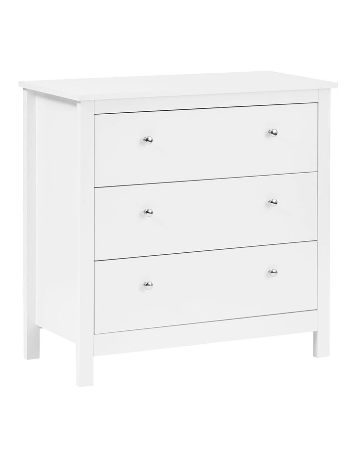 Gemini Chest of 3 Drawers 80cm in White image 1