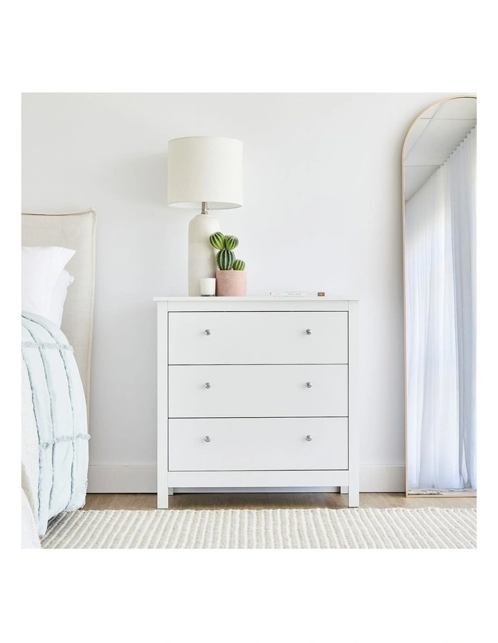 Gemini Chest of 3 Drawers 80cm in White image 3
