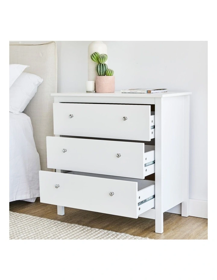 Gemini Chest of 3 Drawers 80cm in White image 5