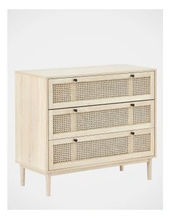 Oahu Rattan Chest of 3 Drawers 90cm in Natural