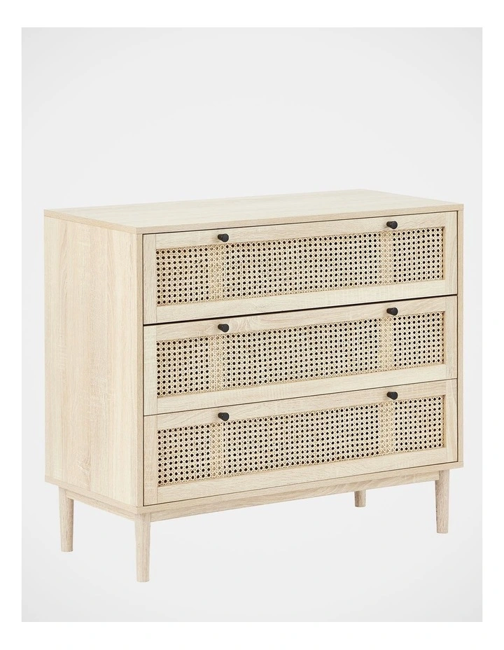Oahu Rattan Chest of 3 Drawers 90cm in Natural image 1
